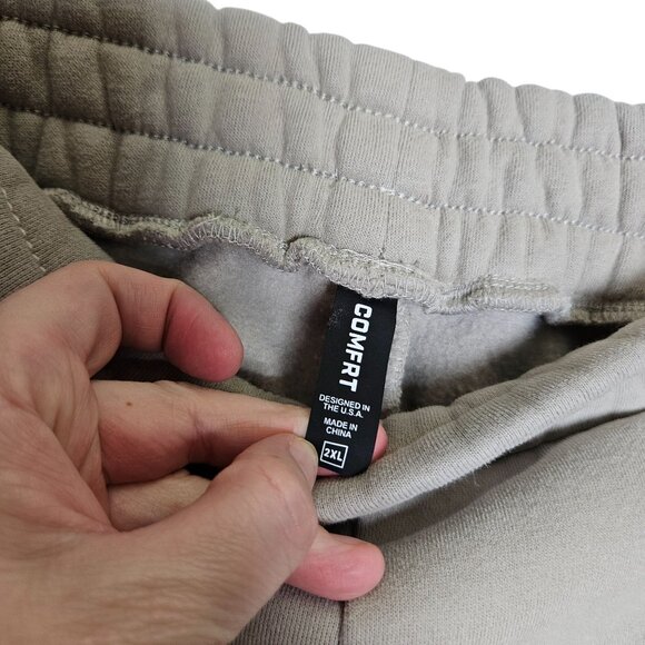 Beige Comfrt Weighted Sweatpants 2XL Elastic Waistband Cuffed Hem Has Marks - Picture 9 of 10
